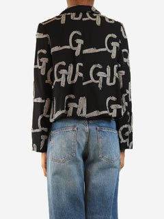 Black cropped jacket - size S