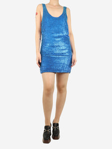 Alexander Wang Blue leather sequin-embellished mini dress - size S