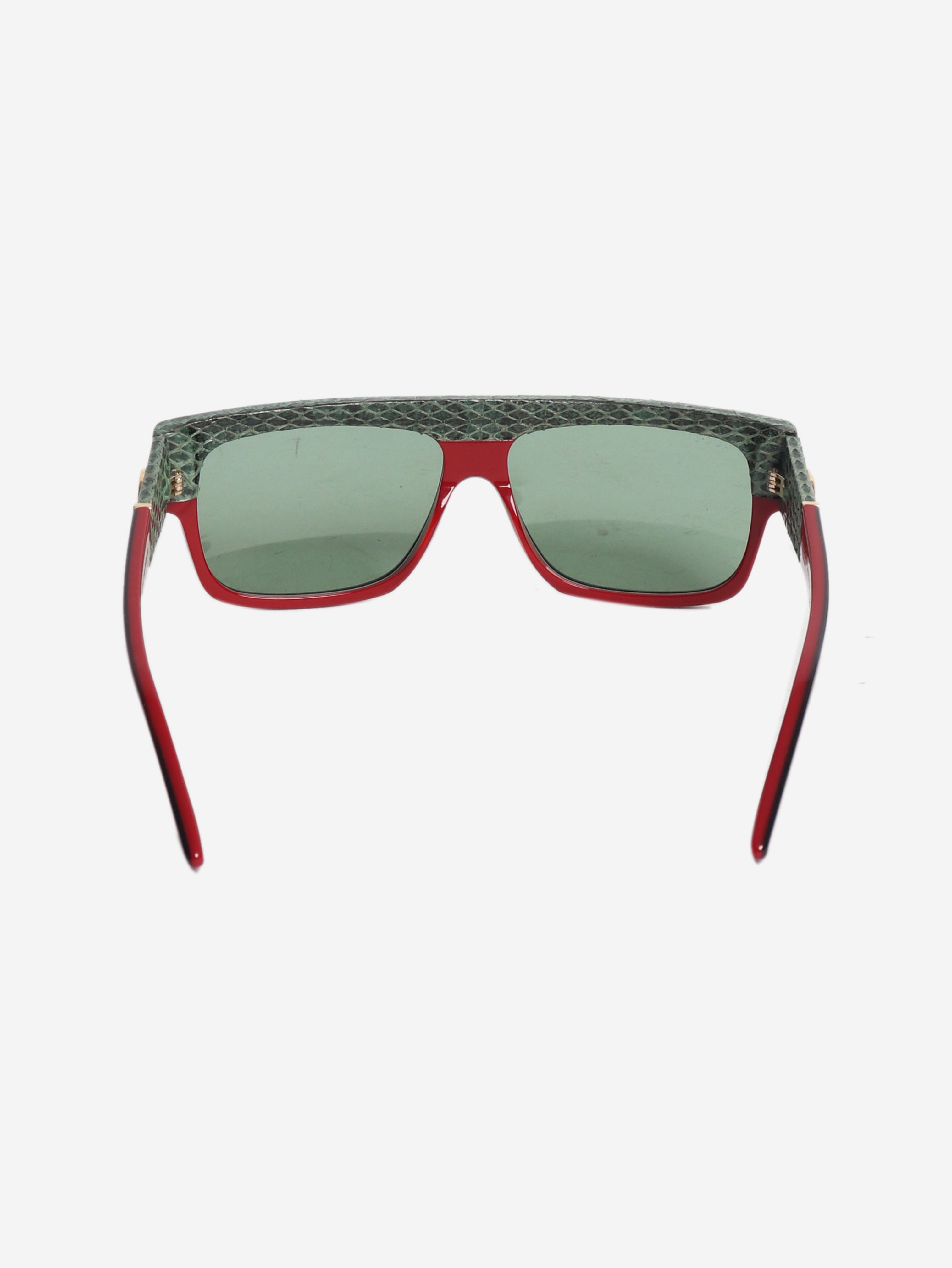 Green and black rectangle python trim sunglasses Sunglasses Gucci 
