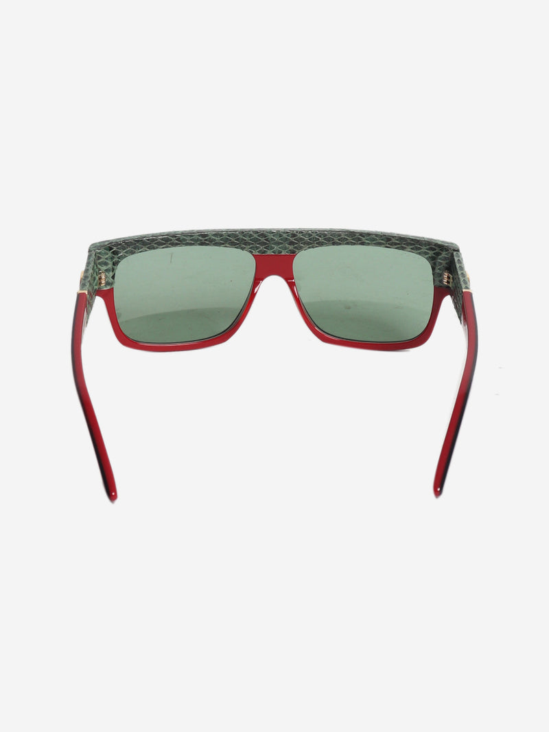 Green and black rectangle python trim sunglasses Sunglasses Gucci 