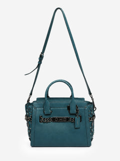 Blue leather floral embellished Swagger bag Shoulder bags Coach 