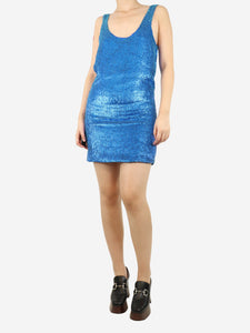 Alexander Wang Blue leather sequin-embellished mini dress - size S