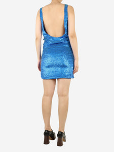 Alexander Wang Blue leather sequin-embellished mini dress - size S