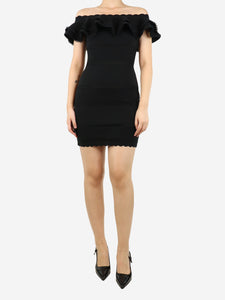 Alexander McQueen Black off-shoulder mini dress - size M