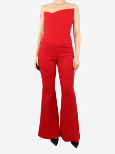 Roland Mouret Red strapless wool jumpsuit - size UK 8