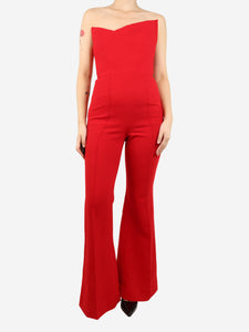 Roland Mouret Red strapless wool jumpsuit - size UK 8