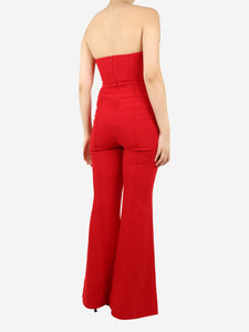 Roland Mouret Red strapless wool jumpsuit - size UK 8