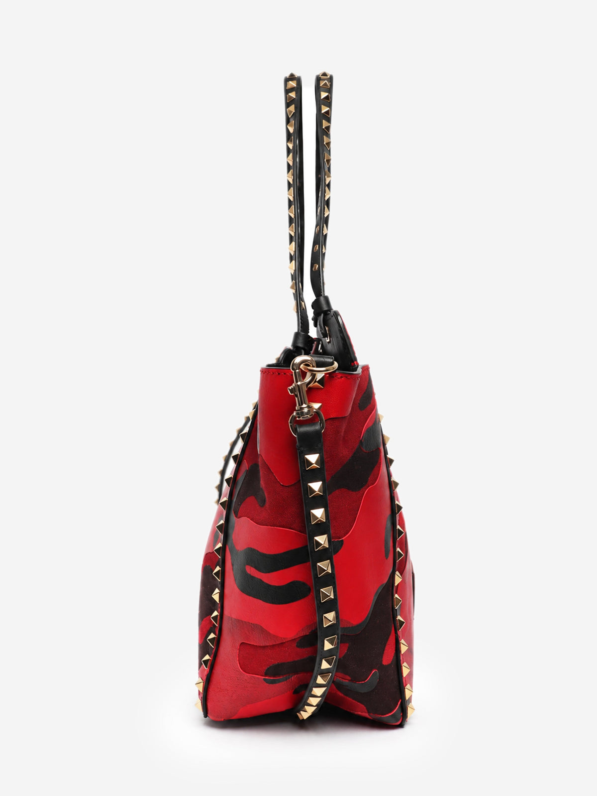Red camouflage leather and canvas Rockstud tote bag Tote Bags Valentino 