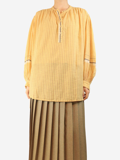 Yellow striped cotton blouse - size UK 14 Tops Ulla Johnson 