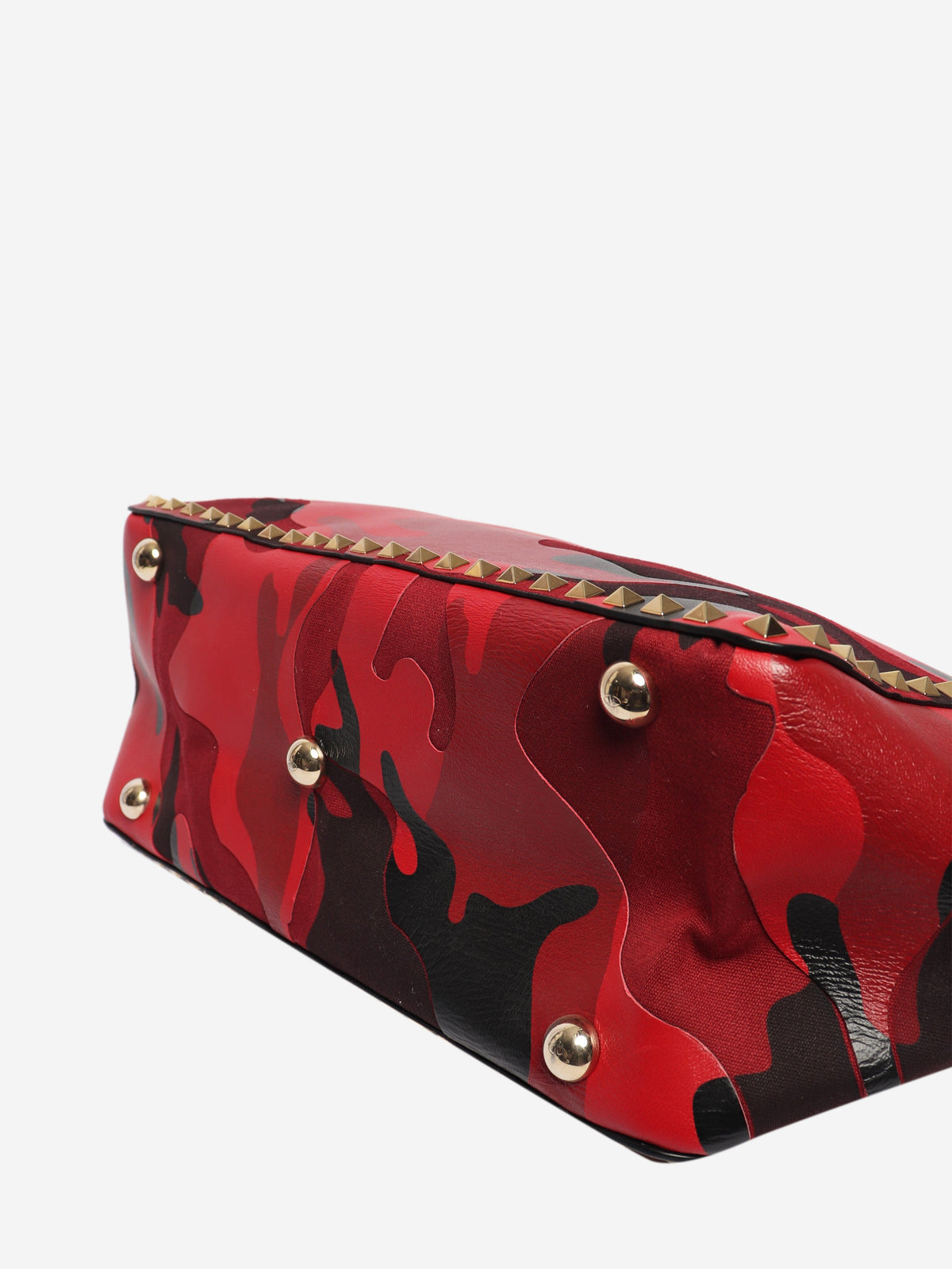 Red camouflage leather and canvas Rockstud tote bag Tote Bags Valentino 