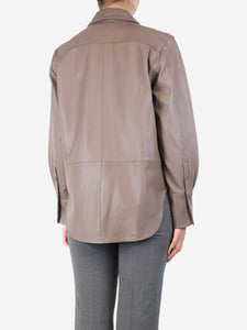 Equipment Femme Brown lambskin leather buttoned shirt - size S