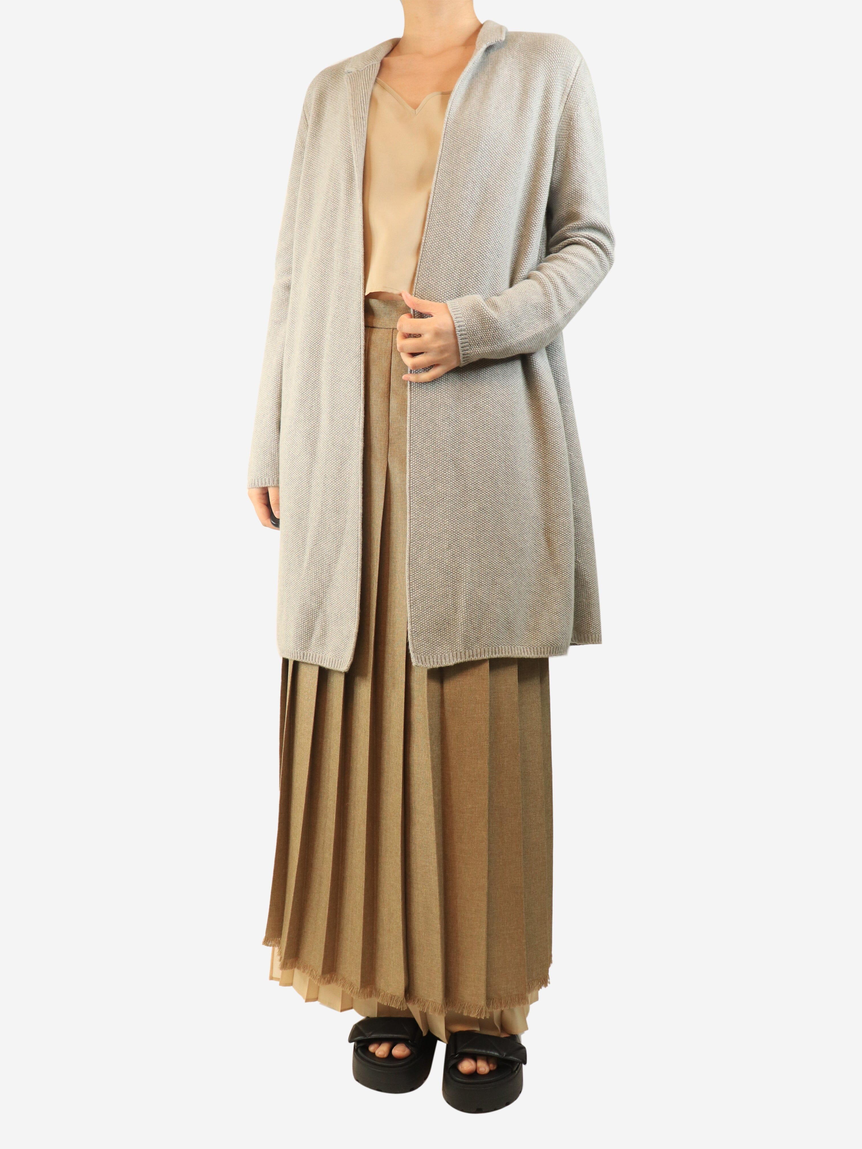 Grey cashmere textured longline cardigan - size UK 12 Knitwear Loro Piana 