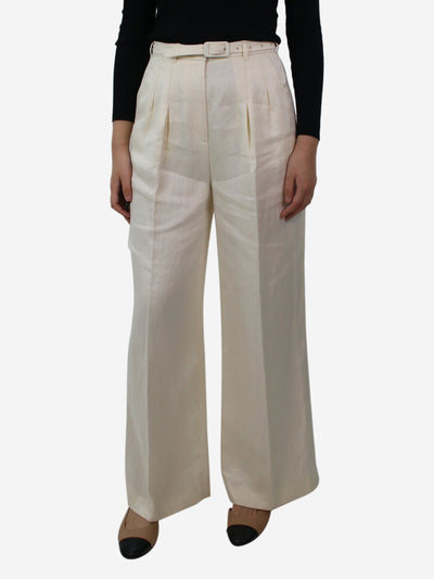 Cream belted linen trousers - size IT 40 Trousers Gabriela Hearst 
