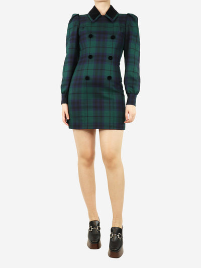 Green and blue tartan wool mini dress - size UK 8 Dresses Alessandra Rich 