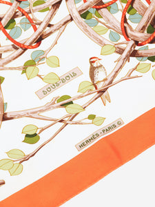 Hermes Orange robin silk scarf