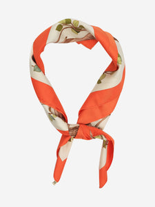 Hermes Orange robin silk scarf