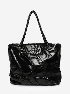 Black 2009 glazed calfskin Twisted tote bag Tote Bags Chanel 