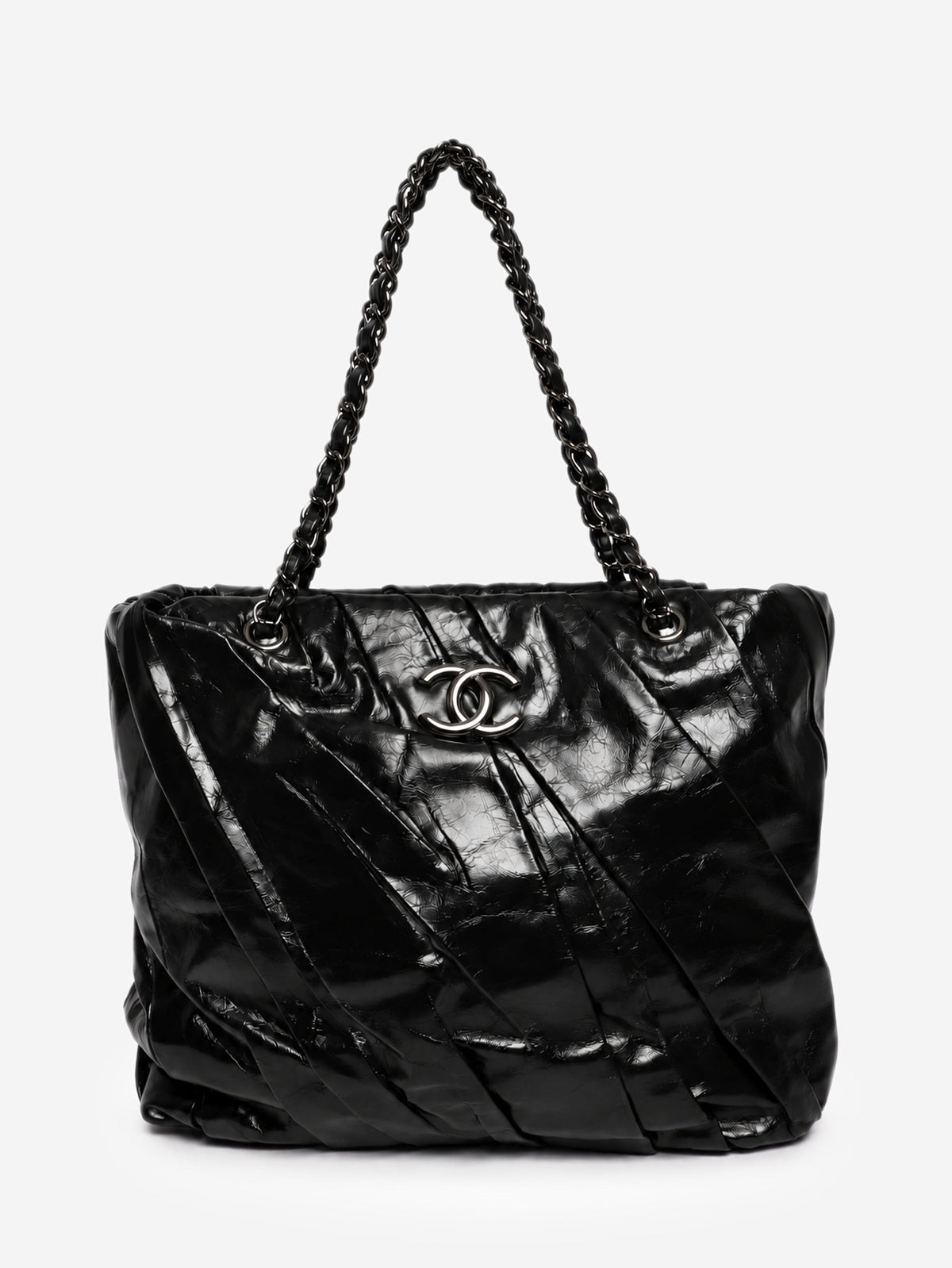 Black 2009 glazed calfskin Twisted tote bag Tote Bags Chanel 
