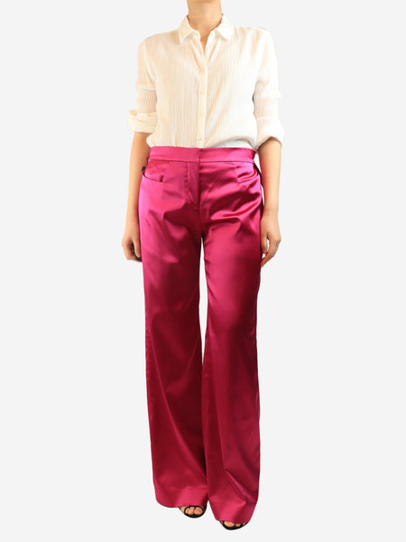 Pink satin tailored trousers - size UK 10 alternate image