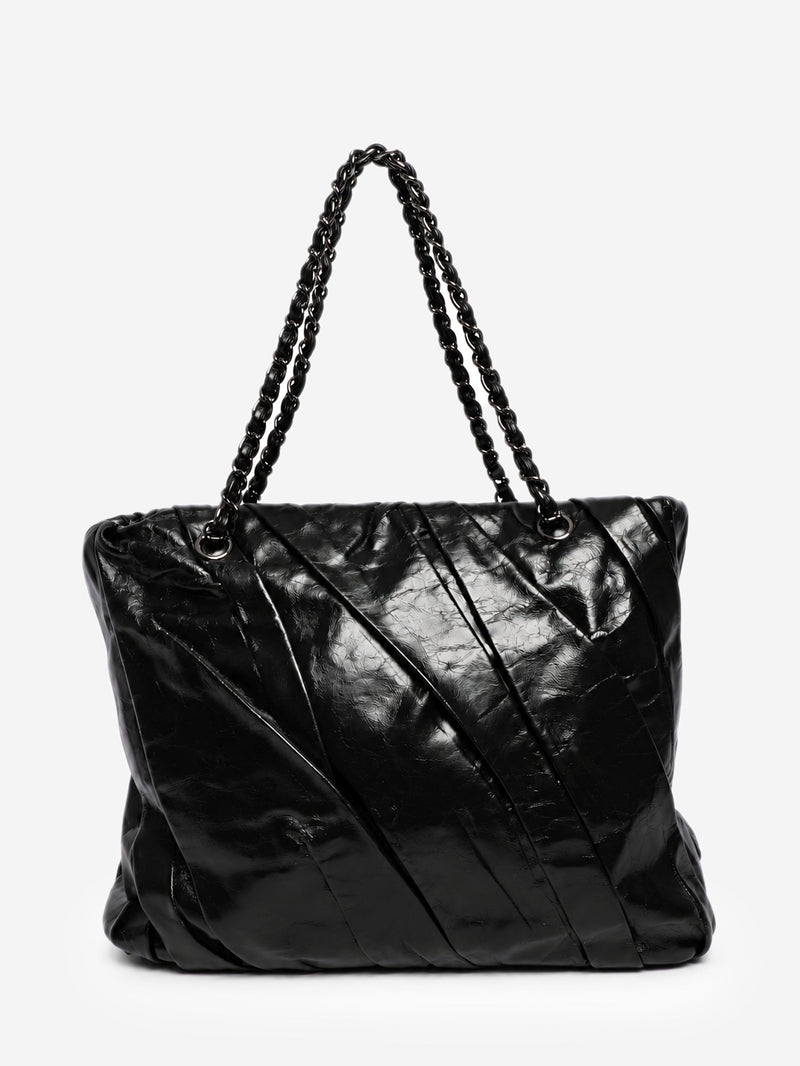 Black 2009 glazed calfskin Twisted tote bag Tote Bags Chanel 