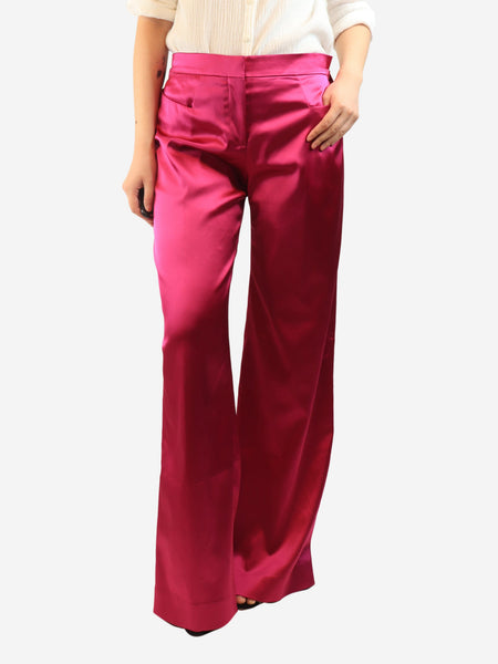 Pink satin tailored trousers - size UK 10 product image
