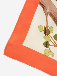 Hermes Orange robin silk scarf
