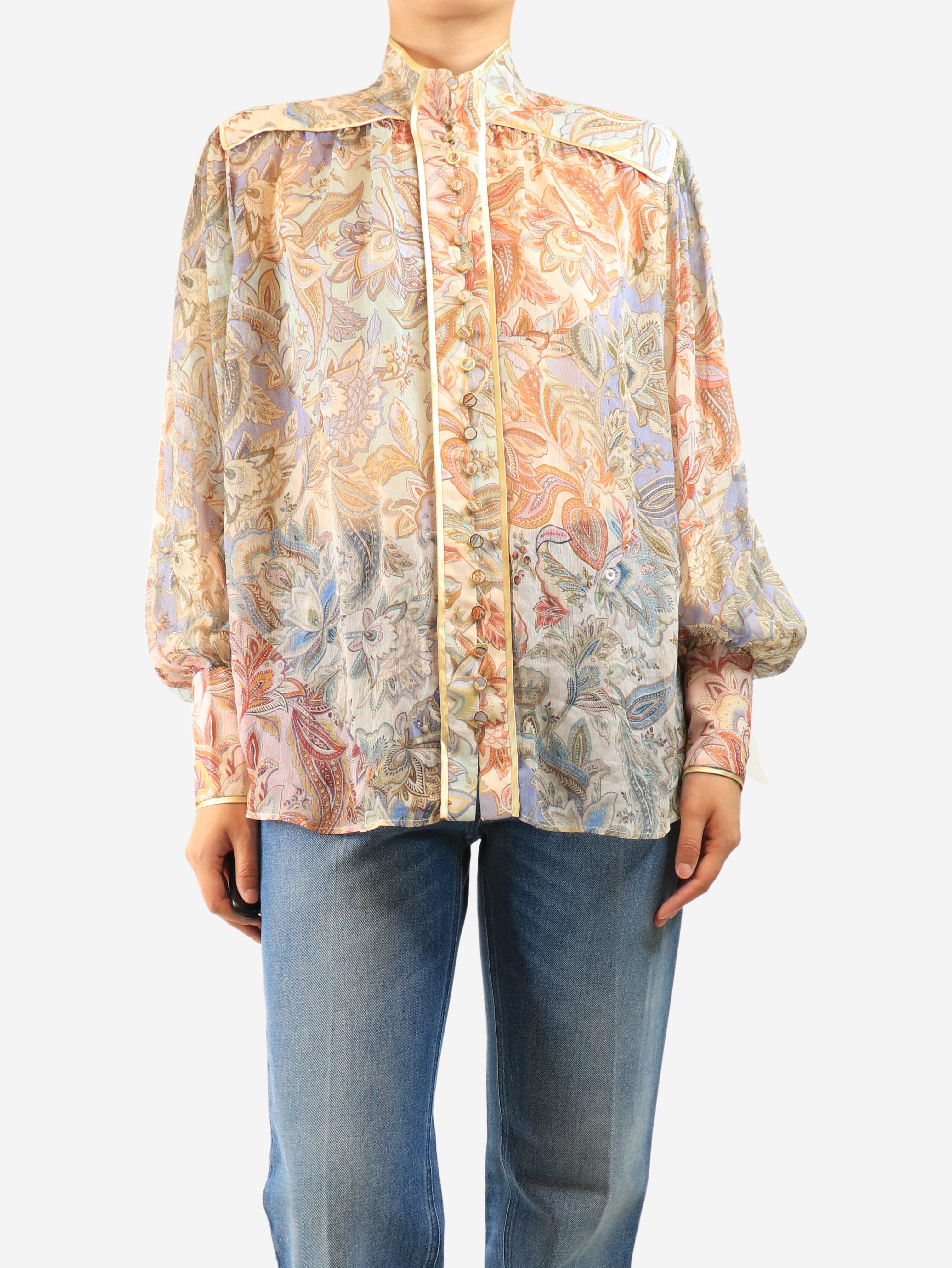 Multicolour sheer floral blouse - size UK 10 Tops Zimmermann 