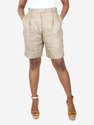 Neutral linen sparkly shorts - size UK 12 Shorts Brunello Cucinelli 