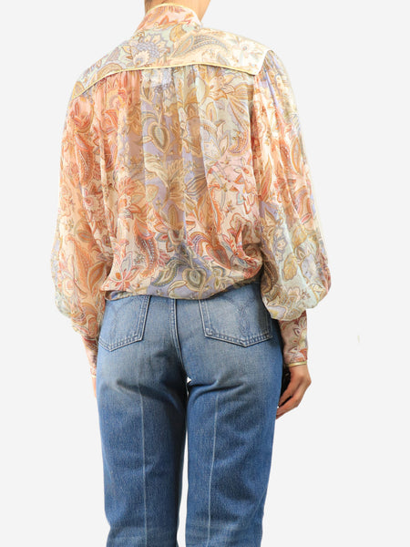 Multicolour sheer floral blouse - size UK 10 alternate image