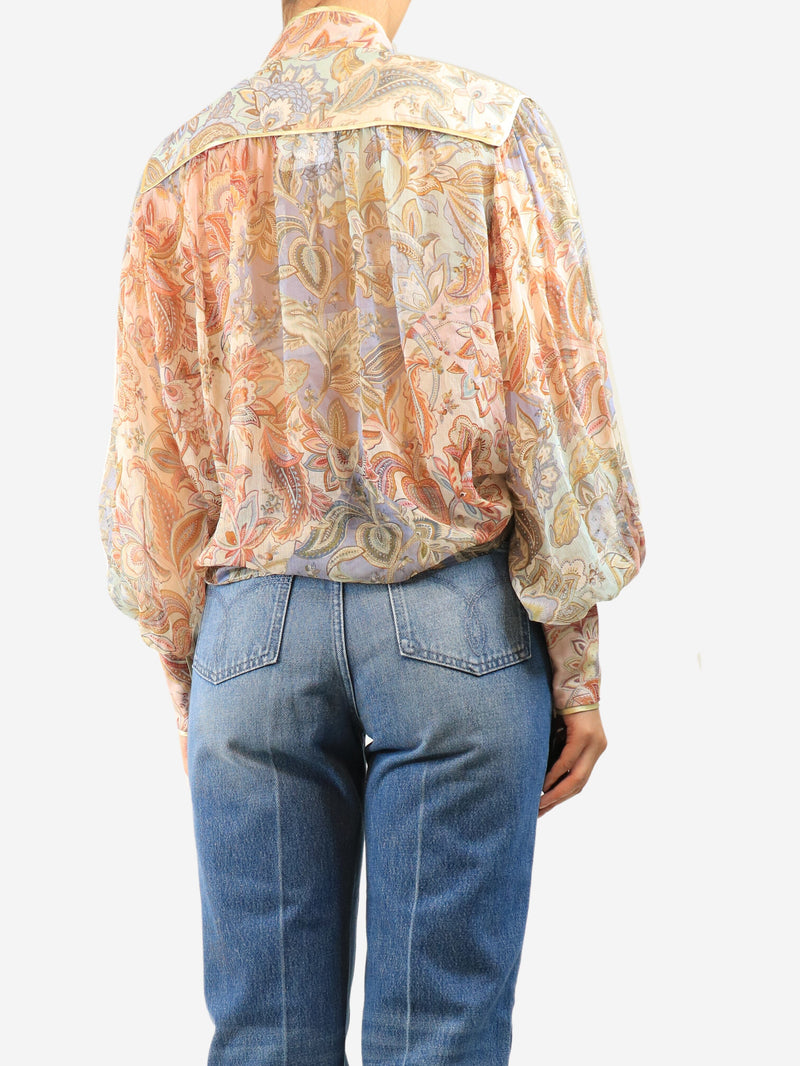 Multicolour sheer floral blouse - size UK 10 Tops Zimmermann 