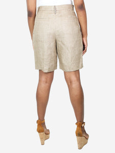 Brunello Cucinelli Neutral linen sparkly shorts - size UK 12