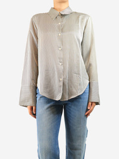 Black striped button-up shirt - size S