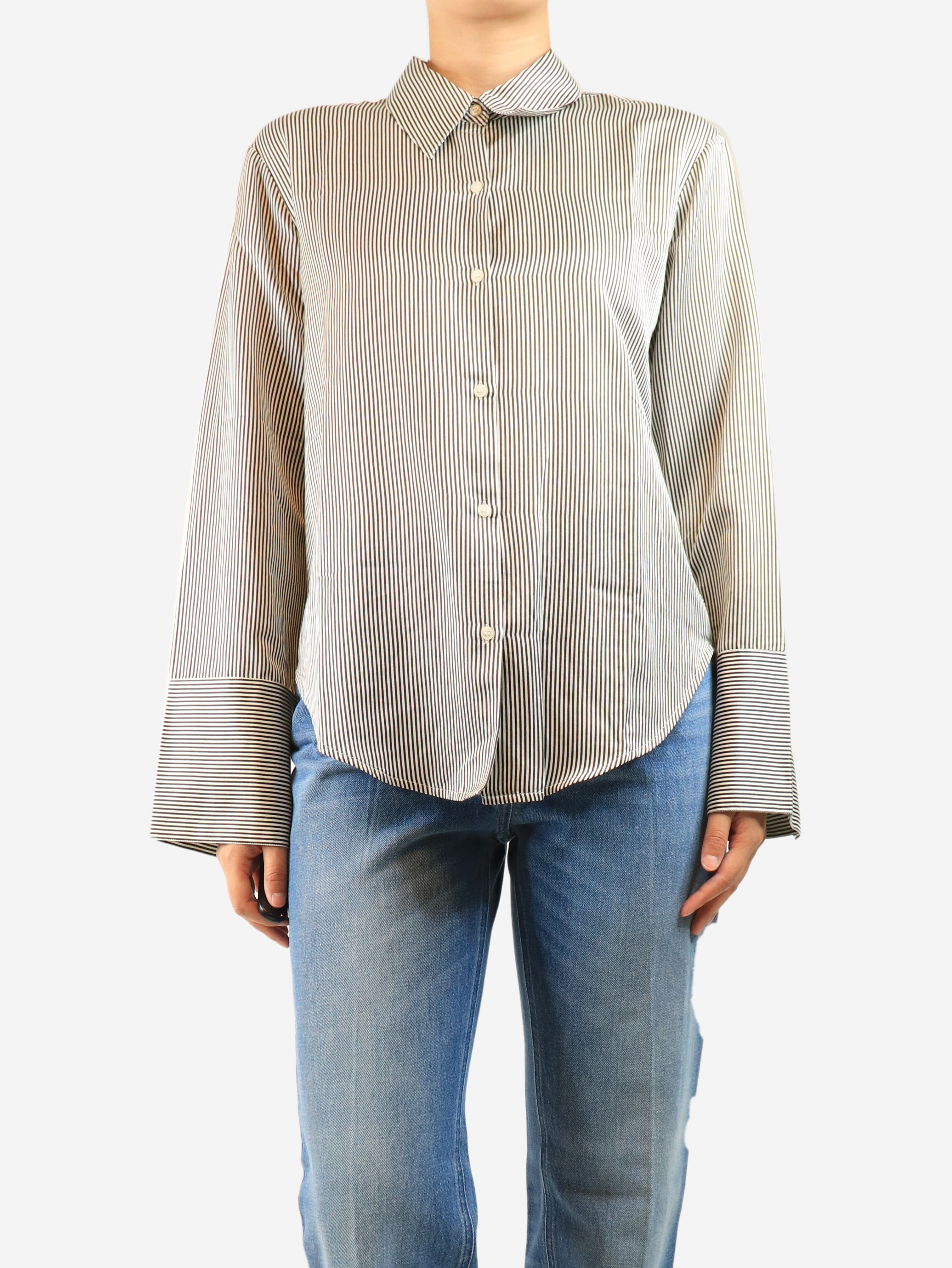 Black striped button-up shirt - size S