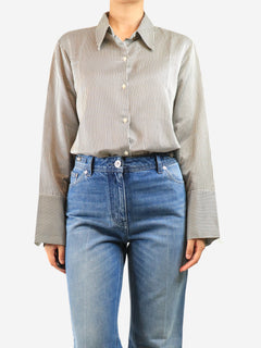 Black striped button-up shirt - size S
