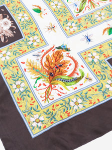 Gucci Green bugs floral silk scarf