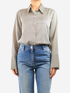 Black striped button-up shirt - size S