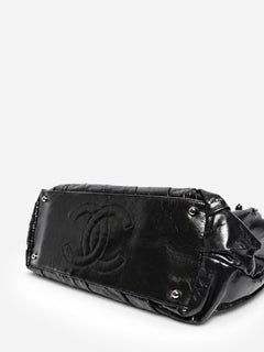 Black 2009 glazed calfskin Twisted tote bag Tote Bags Chanel 