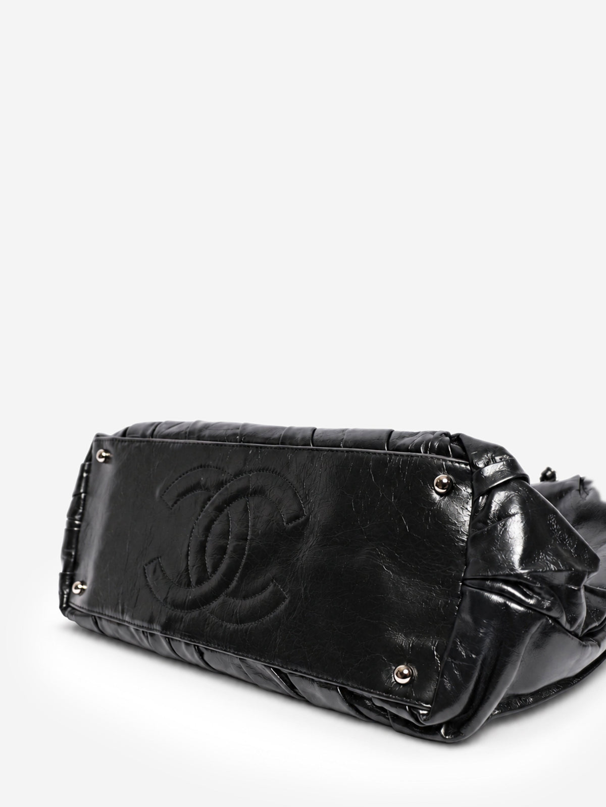 Black 2009 glazed calfskin Twisted tote bag Tote Bags Chanel 