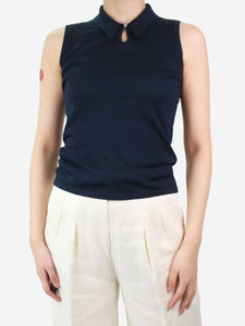 Hermes Blue sleeveless knit top - size M