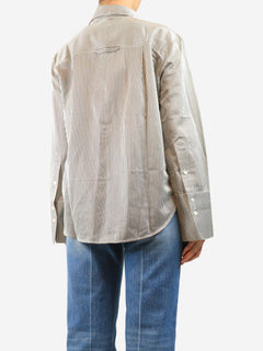 Black striped button-up shirt - size S