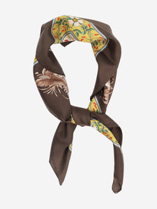 Gucci Green bugs floral silk scarf