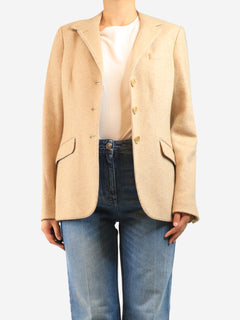 Tan and white houndstooth blazer - size UK 14