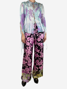 Dries Van Noten Pink printed silk trousers - size UK 8