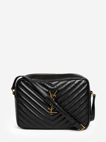 Saint Laurent black quilted leather Lou camera bag
