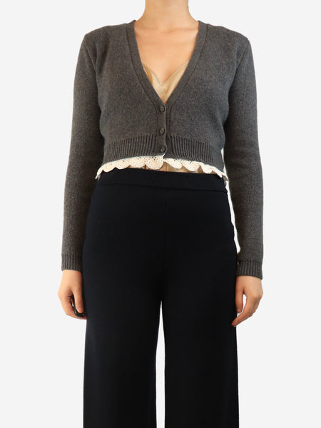 Grey cropped cashmere cardigan - size UK 8 product image