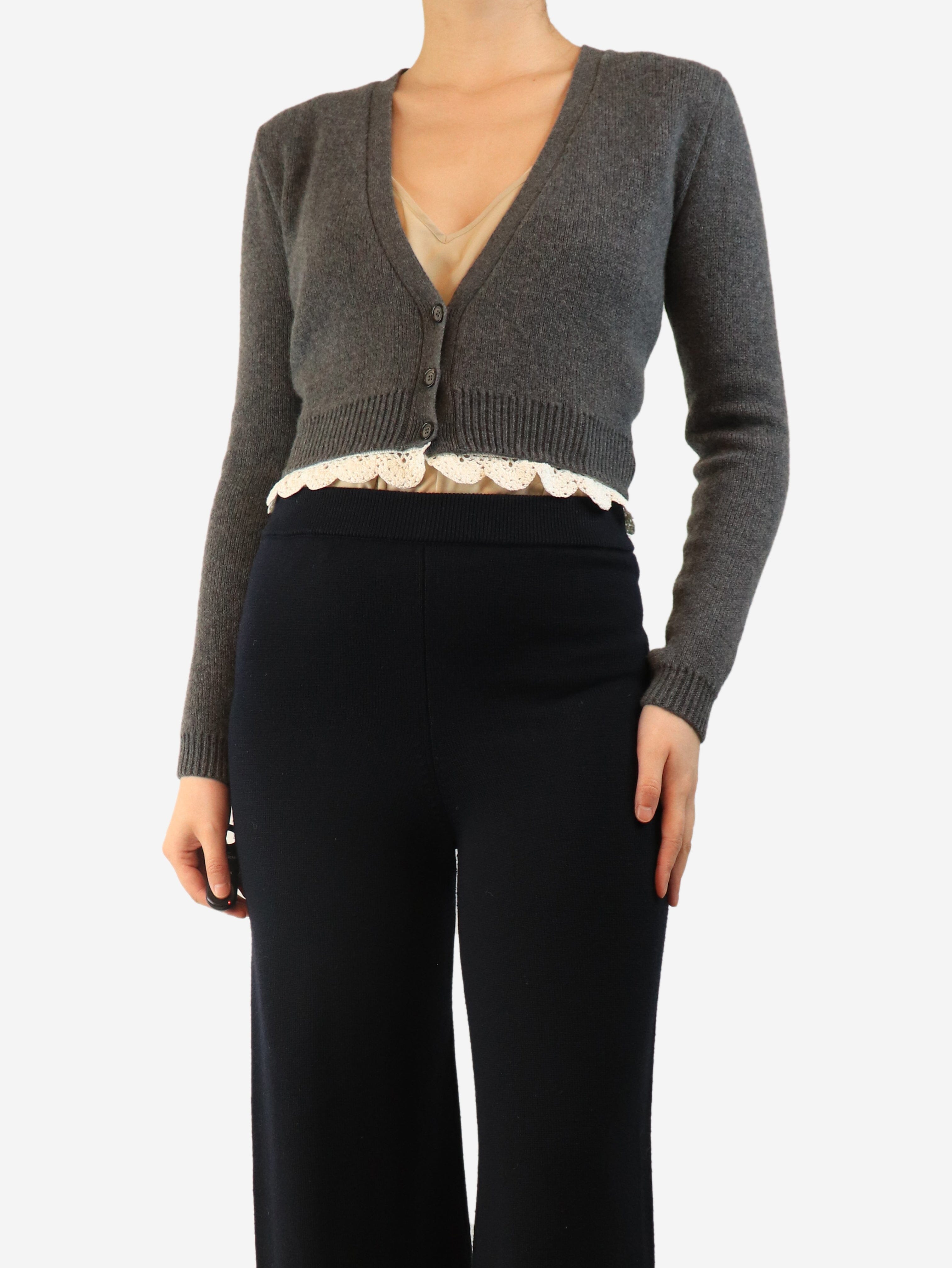 Grey cropped cashmere cardigan - size UK 8 Knitwear Magda Butrym 