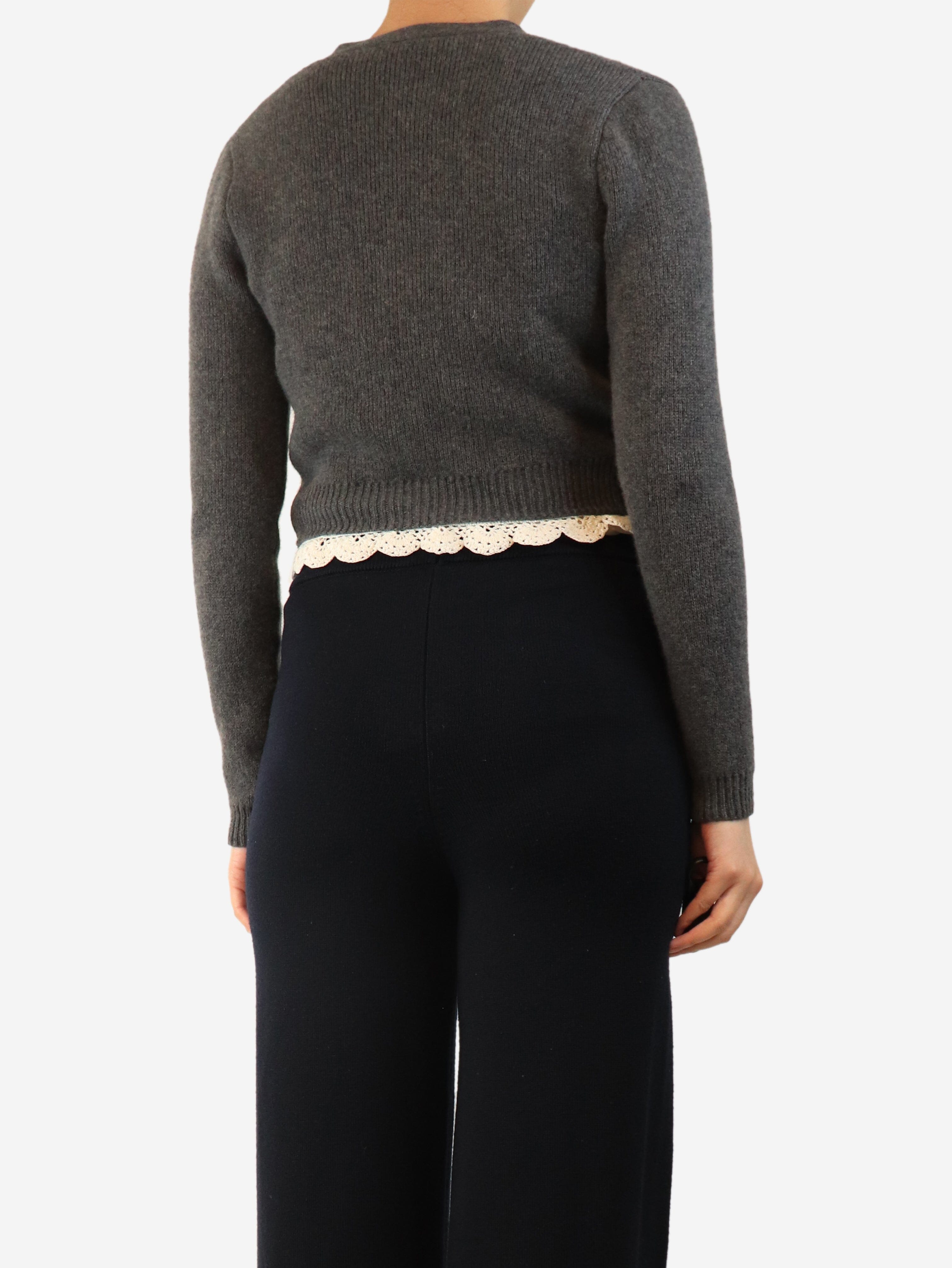 Grey cropped cashmere cardigan - size UK 8 Knitwear Magda Butrym 