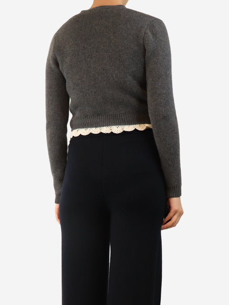 Grey cropped cashmere cardigan - size UK 8 alternate image