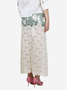 Paco Rabanne Multicolour metal and floral lace midi skirt - size UK 8