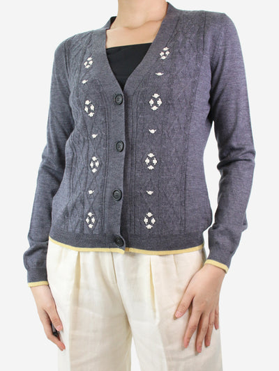 Grey embroidered wool cardigan - size UK 12 Knitwear Miu Miu 